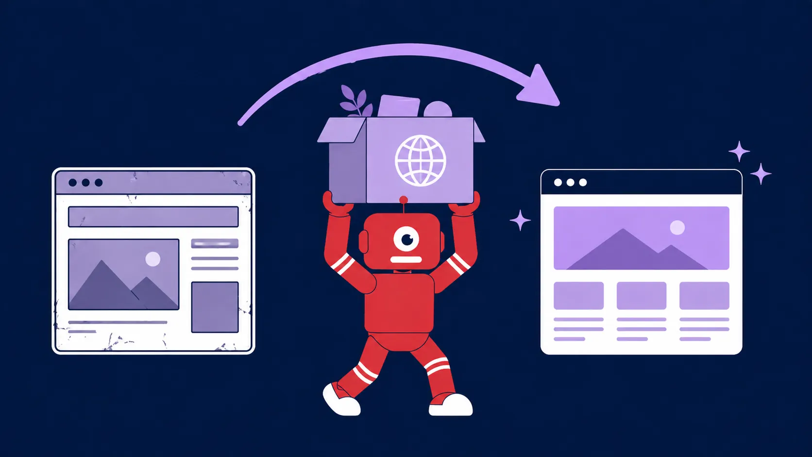 Diagrama de migración web entre dos plataformas conservando el SEO