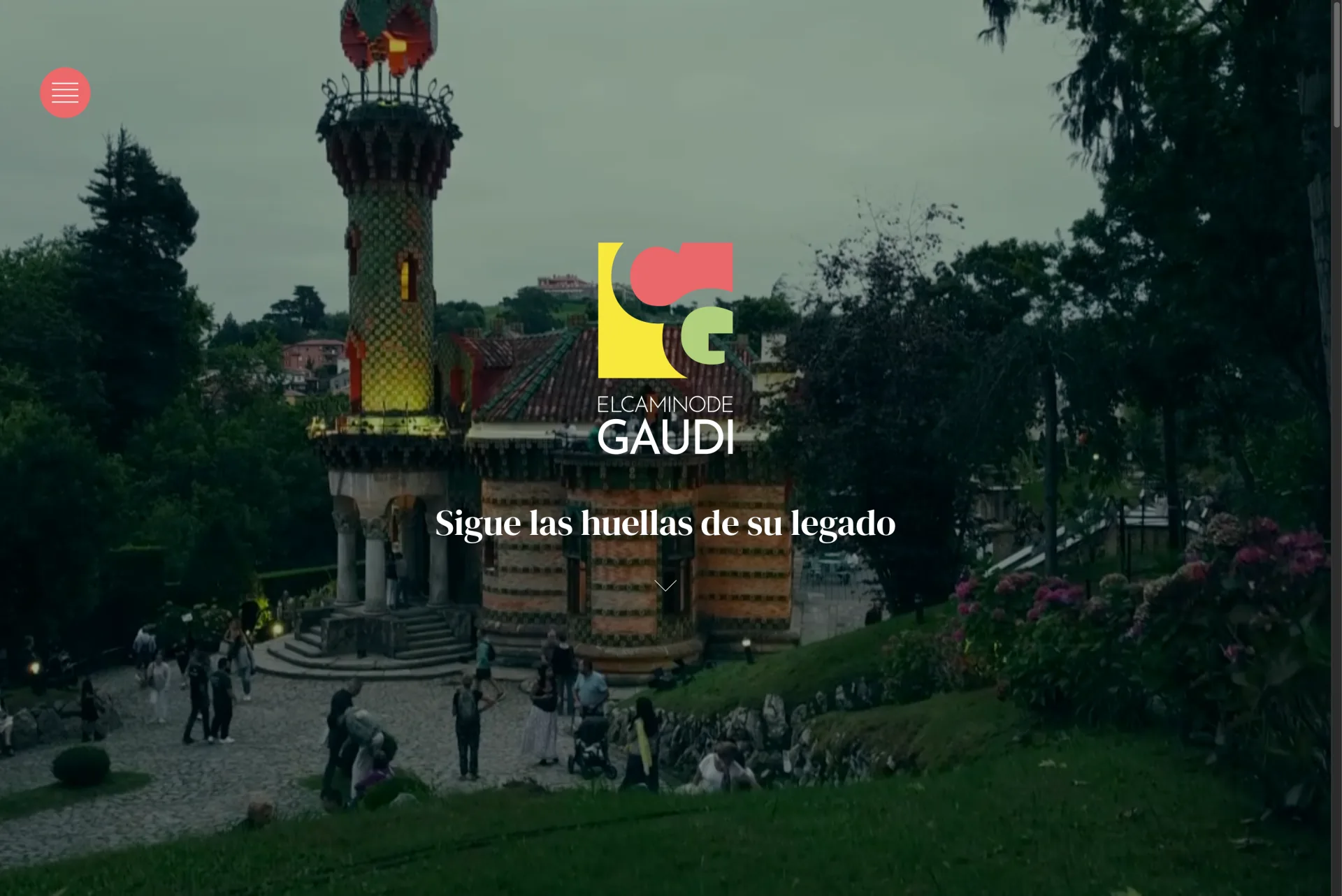 Portada del sitio elcaminodegaudi.com con el claim Sigue las huellas de su legado