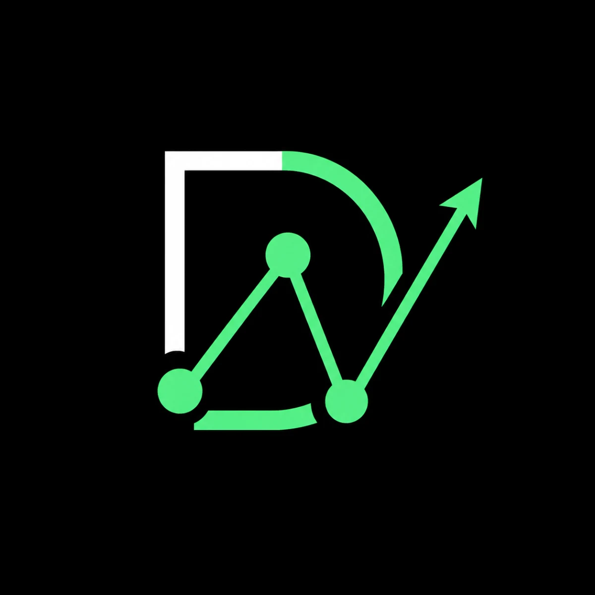 Logotipo de Diary of a Token: símbolo de tendencia con flecha ascendente y wordmark TOKEN en verde sobre fondo negro