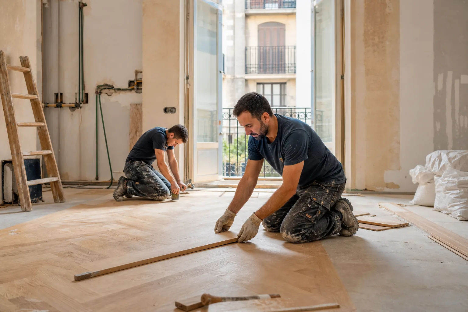 Vertical de empresas de reformas instalando parquet