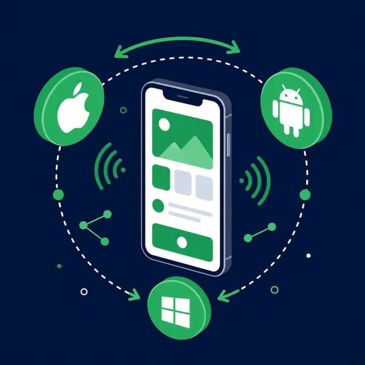 Aplicación móvil iOS y Android con icono de mapa